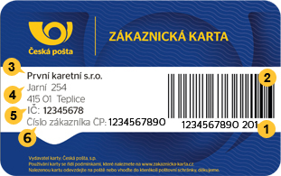 Zákaznická karta – popis údajů – Česká pošta